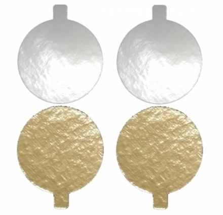 Диск картонный Золото/серебро с держателем диам. 80 мм