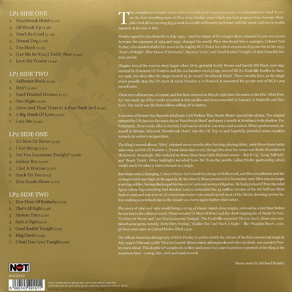 Elvis Presley. Elvis Gold. Special Gateford Edition (2 LP) Элвис Пресли. Новая запечатанная виниловая пластинка