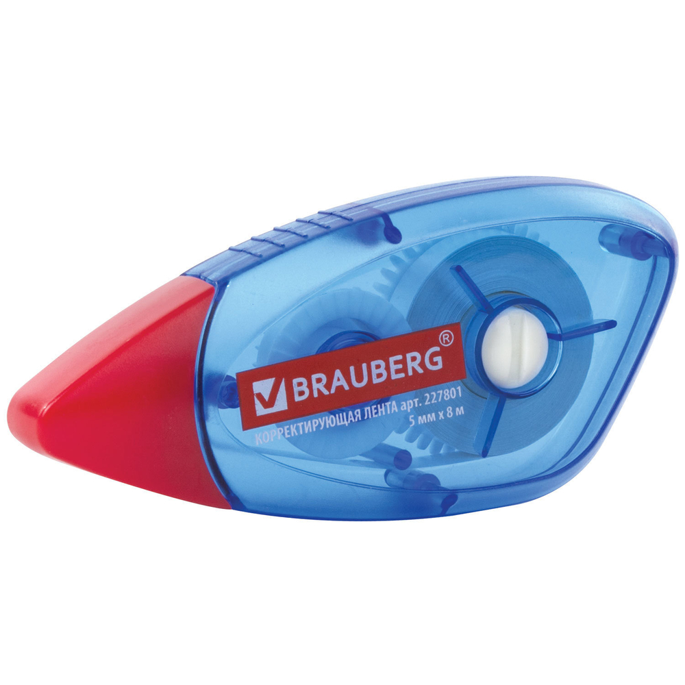 Корректирующая лента BRAUBERG 5 мм х 8 м корпус синий механизм перемотки блистер (12 штук в упаковке)