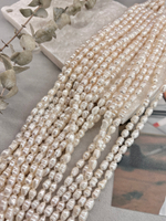 Натуральный жемчуг рис, кремовый, 5-6 мм, нить 34 см