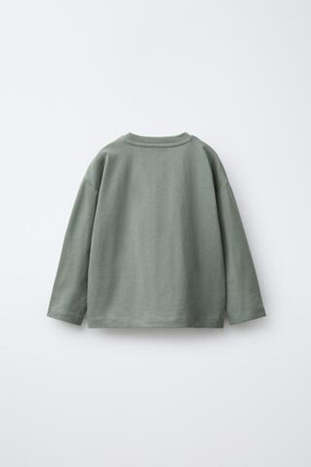 ZARA НАБОР ИЗ ДВУХ ФУТБОЛОК С ДЛИННЫМИ РУКАВАМИ, ЗЕЛЕНЫЙ