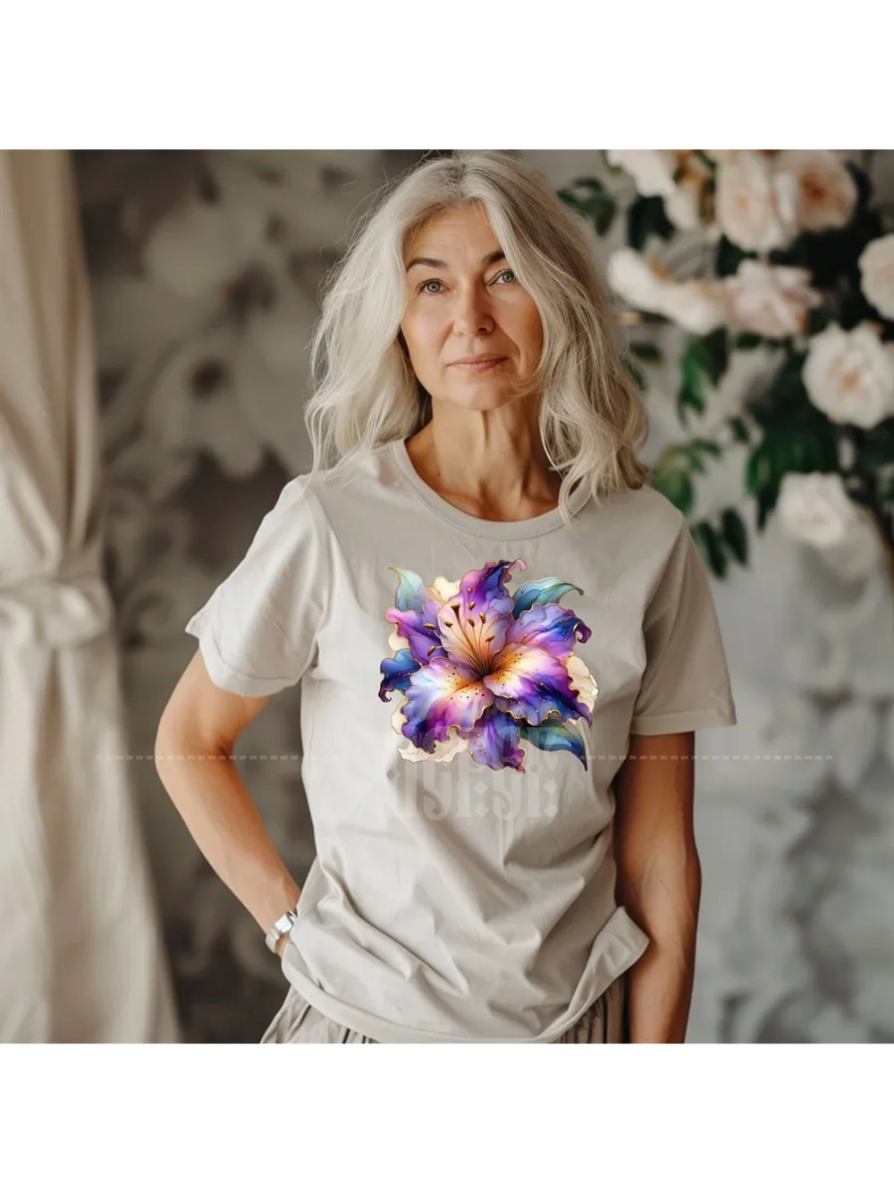 Термонаклейка на одежду, термопринт Цветок