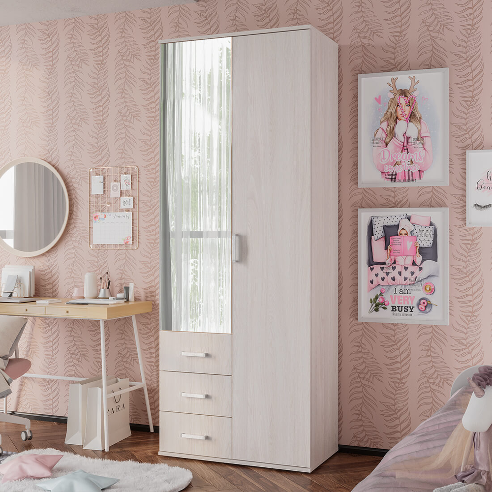 Шкаф 2-х створчатый Белла ясень белый