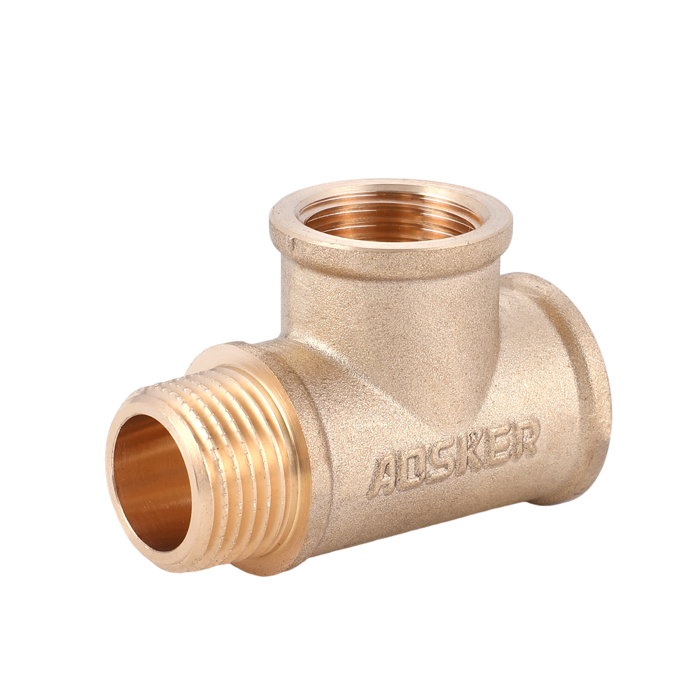 Тройник латунный AOSKER (ф15) 1/2" ВРхВРхНР