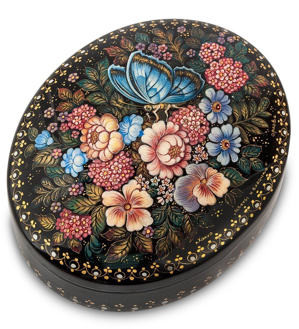 ШК-45/20 Шкатулка «Цветы и бабочка» Орлова
