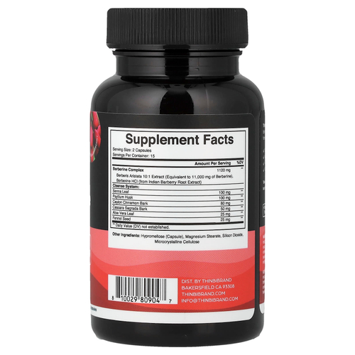 Thinbi, Berberine+, 15-дневное очищение, 30 капсул