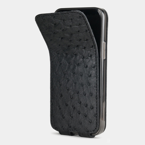 Чехол кожаный для iPhone 12 Mini черного цвета