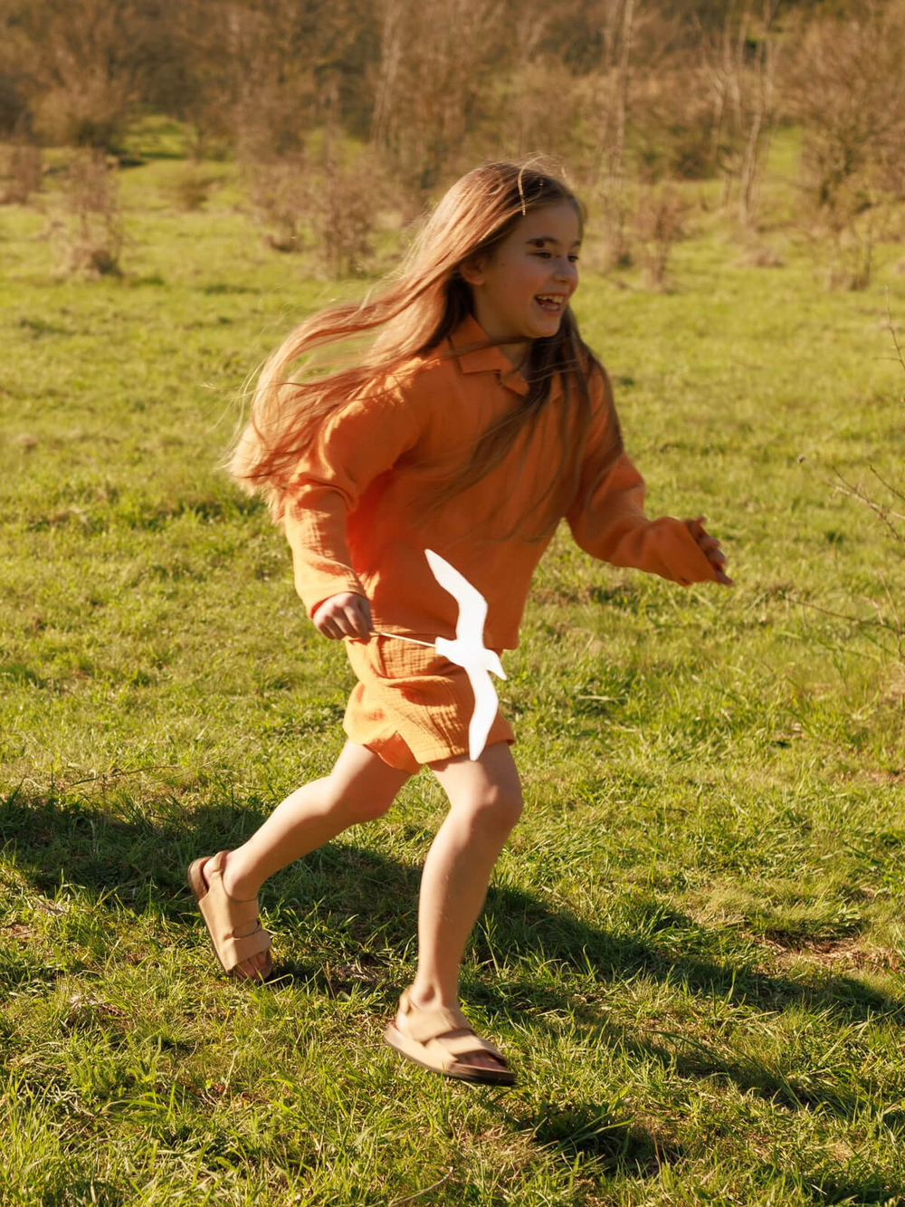 Шорты удлиненные Mjölk Mustard, из муслина