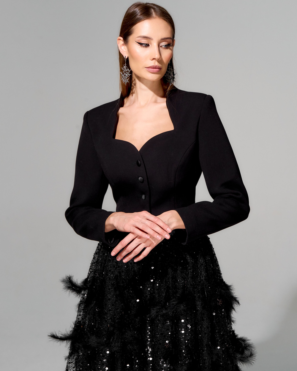 Укороченный жакет из итальянского крепа