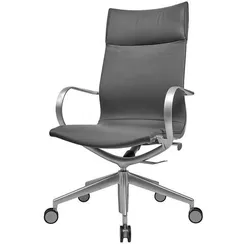 Кресло Mercury HB серая кожа, матовый алюминий