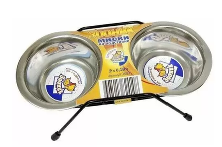 Зооник Миски металлические комплект двойная 2*0,18 л