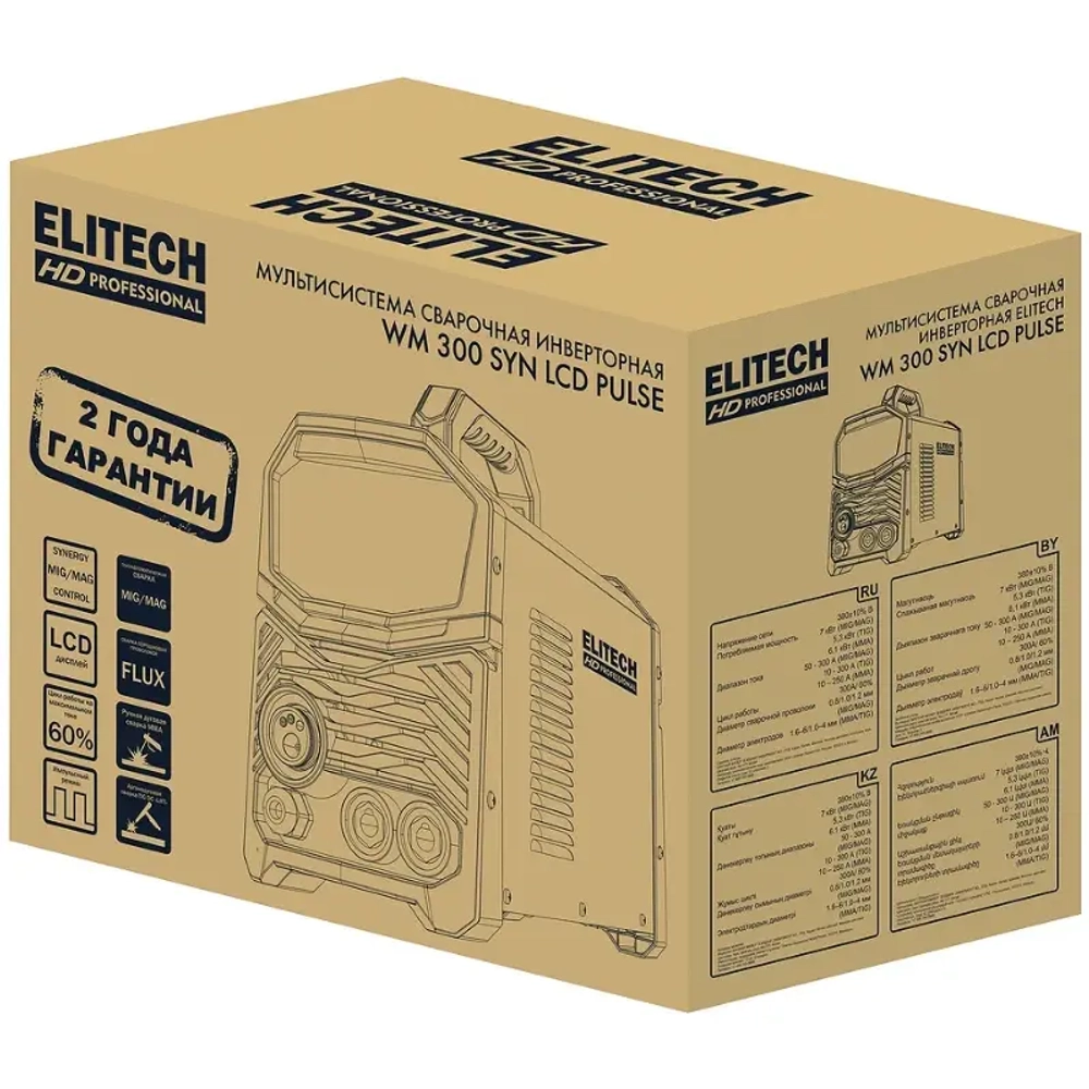 ELITECH WM 300 SYN LCD PULSE сварочный инвертор mig/mag 204474