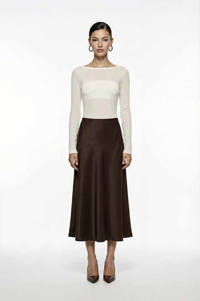 Юбка миди из атласа