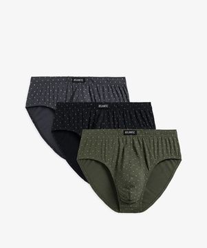 Мужские трусы (3шт) слипы классика Atlantic 3MP-169, графитовый + черный + серый