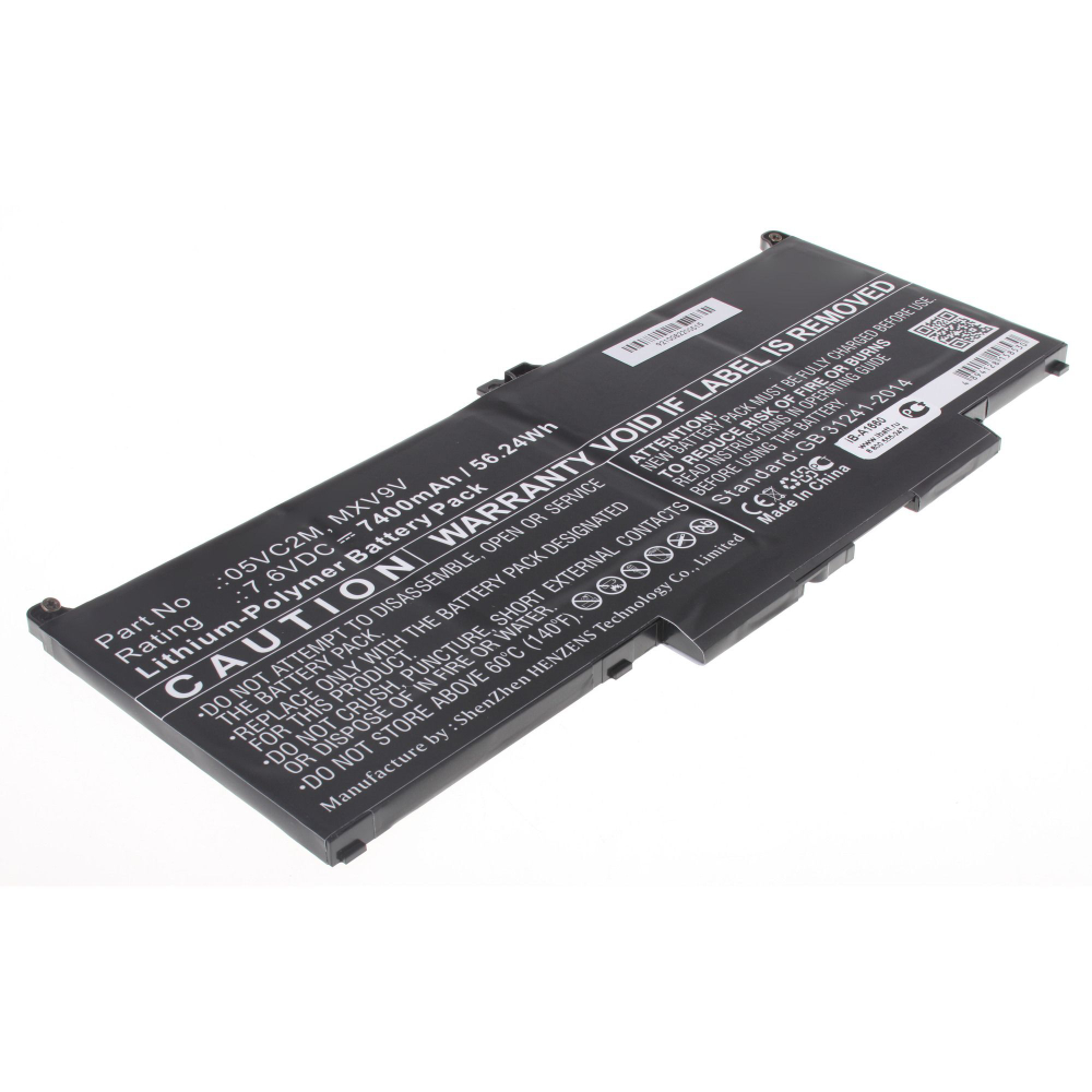 Аккумулятор iBatt 7200mAh для ноутбука Dell Latitude 14 7400 (05VC2M, MXV9V)