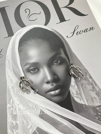 Серьги серебристые бантики с подвесками