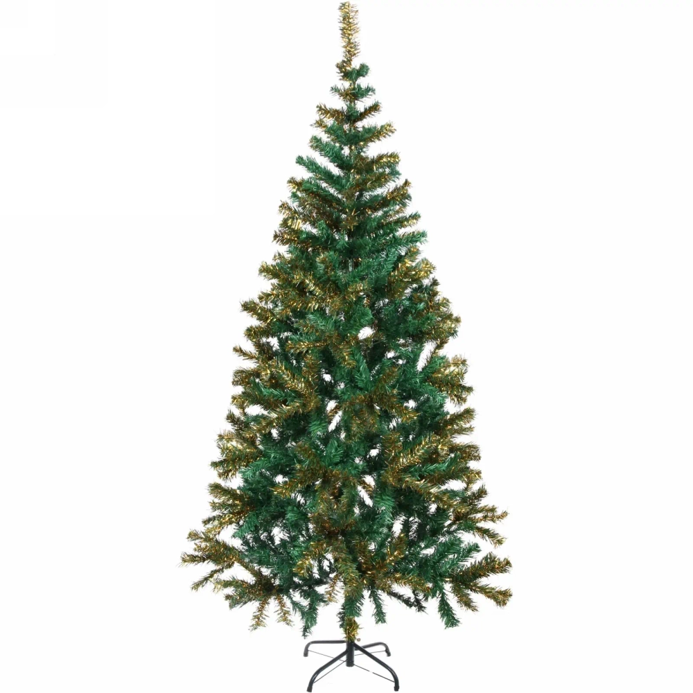 Ёлка «Золотая дымка» 210 см, ПВХ зеленый с золотом (680 веток)