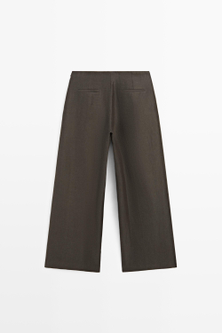 Massimo Dutti Струящиеся брюки из 100% льна, пестро-коричневый