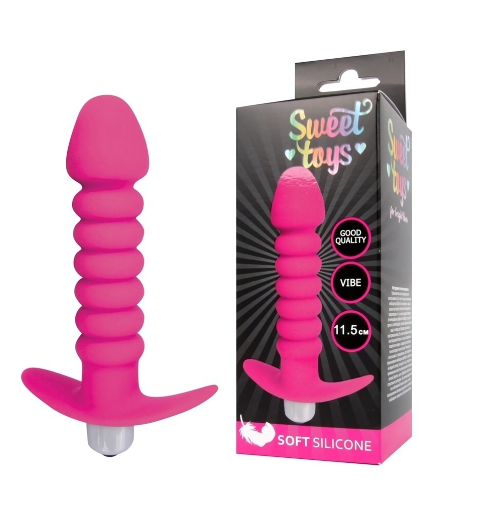 Анальная втулка с вибрацией Sweet Toys розовая 11,5 см