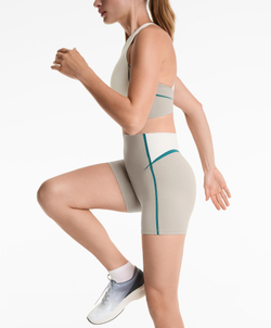 OYSHO Компрессионные шорты с высокой посадкой и утягивающим лифом 10 см, серо-бежевый