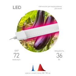 Светильник для растений, фитолампа светодиодная линейная ЭРА FITO-36W-RB-N красно-синего спектра 36 Вт | Линейные фито светильники