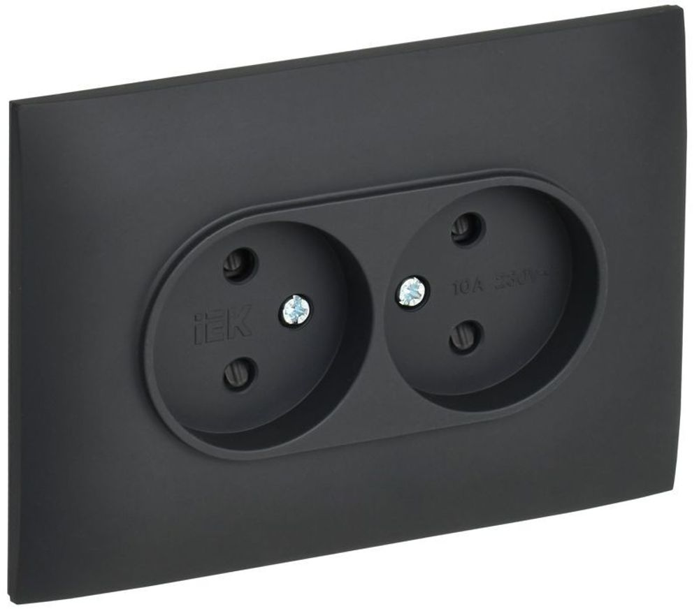 Розетка 2-м SKANDY 10А без заземл. защ. шторки в сборе SK-R09G графит IEK SK-R23-10-K53-F