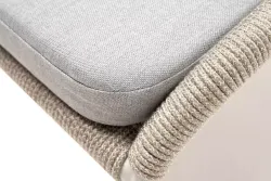 "Милан" стул плетеный из роупа, каркас алюминий светло-серый (RAL7035) муар, роуп серый меланж круглый, ткань светло-серая