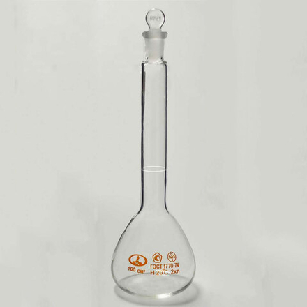 Колба мерная 2-100 с притертой пробкой ПМ, ГОСТ 1770-74