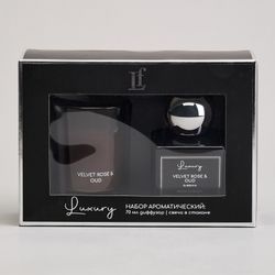 НАБОР АРОМАТИЧЕСКИЙ "LUXURY" СВЕЧА В СТАКАНЕ 6*7,5 СМ И ДИФФУЗОР 70 МЛ VELVET ROSE&OUD