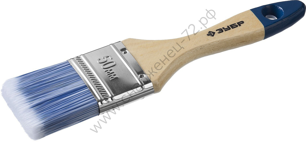 ЗУБР Аква 50 мм, 2'' светлая искусственная щетина, деревянная ручка, Плоская кисть, МАСТЕР (4-01007-050)