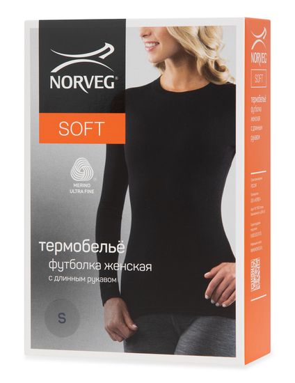 Термобелье женское футболка Norveg Soft  с длинным рукавом 15SW1RLRU-002,черный