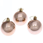 Новогодние шары 6 см (набор 3 шт) "Глянец", шампань (Серпантин)