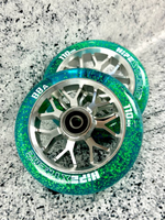 Набор колес HIPExtreme Neon Flakes 110*24 мм, серебро/голубой