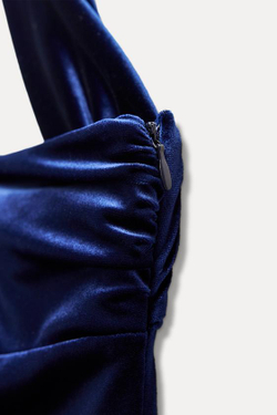 ZARA ТОП ИЗ БАРХАТА, ЦВЕТ НОЧНОГО НЕБА