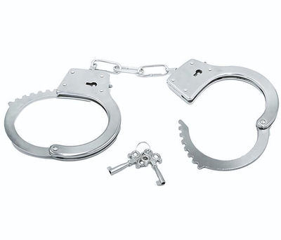 Классические металлические наручники с ключиками (Цвет: серебристый)
