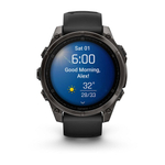 Смарт-часы Garmin Fenix 8, AMOLED Sapphire, 47 мм, угольно-черный DLC, пепельно-черный силиконовый ремешок, 010-02904-21