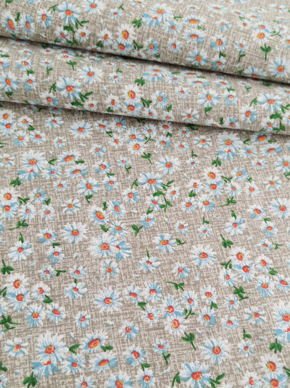 Ткань бязь плательная, рис. "Ромашки", ширина 150 см, арт. 622