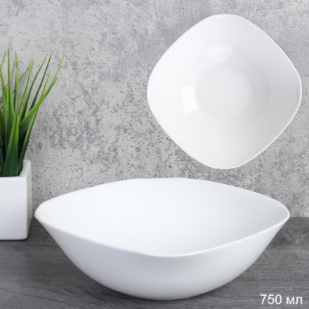 Салатник квадратный 750 мл 190 мм тарелка глубокая белая KWDR75 (white ) /уп 48/