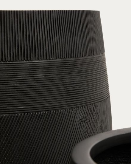 Набор из двух черных кашпо Tival с эффектом цемента, диаметр 50 см/34 см