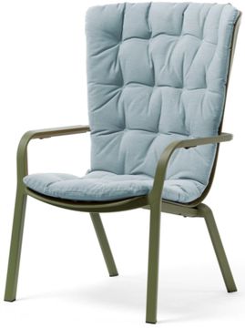 Лаунж кресло Folio зеленое пластиковое с голубой подушкой Nardi Италия