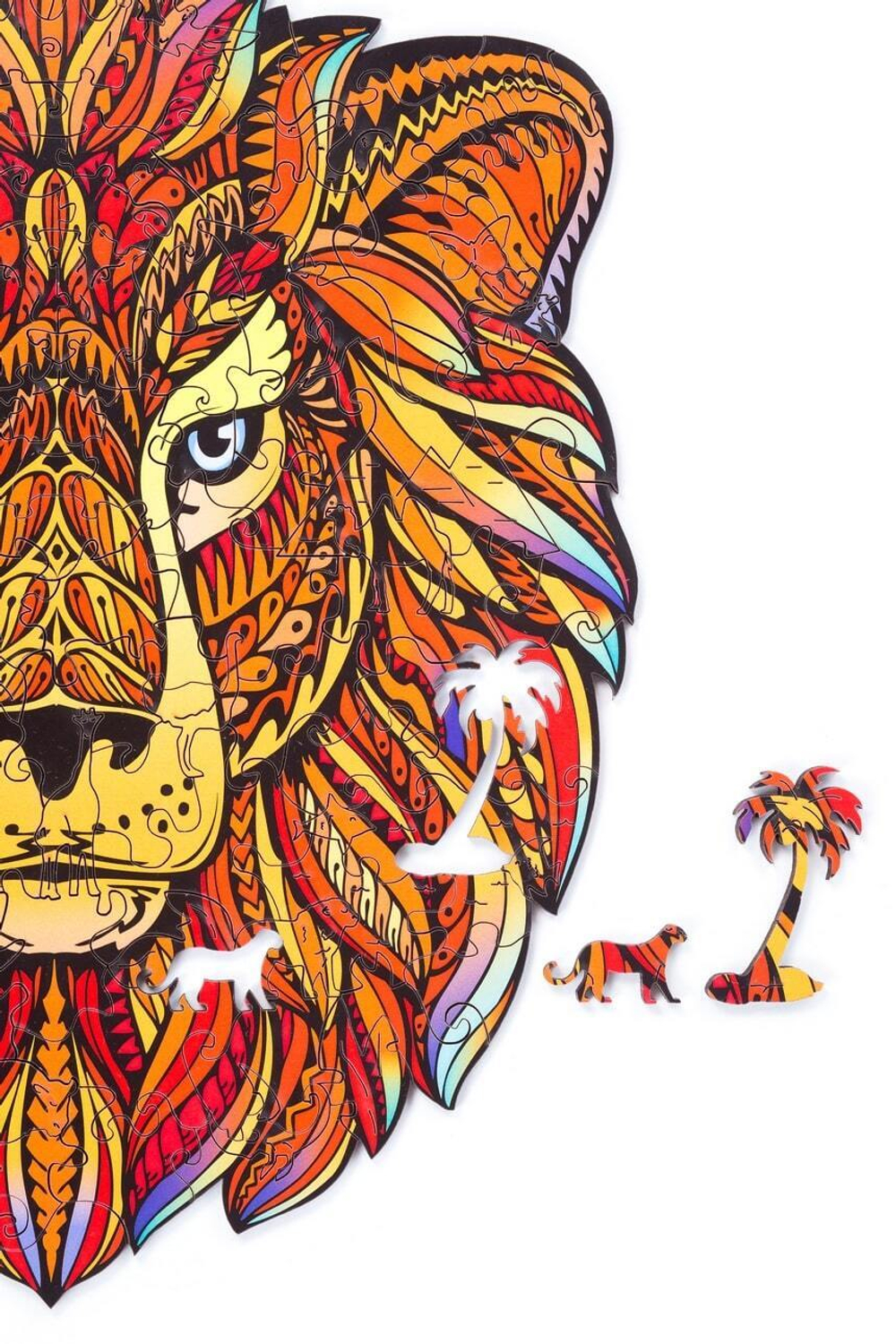 Король лев Chapa - Деревянные пазлы, детали разной формы, картины, голова льва