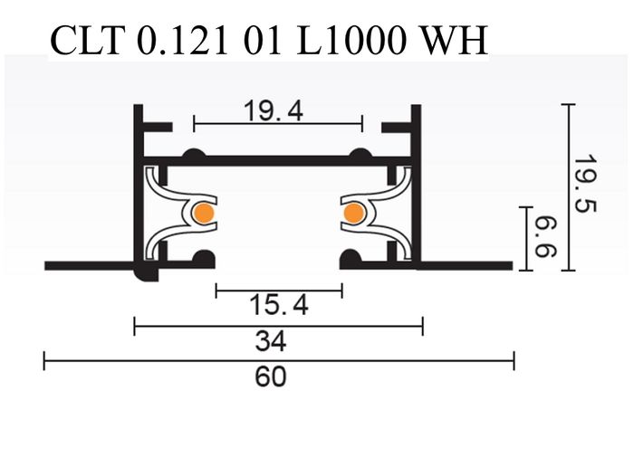 Шинопровод встраиваемый однофазный с питанием и заглушкой Crystal Lux CLT 0.121 01 L1000 WH