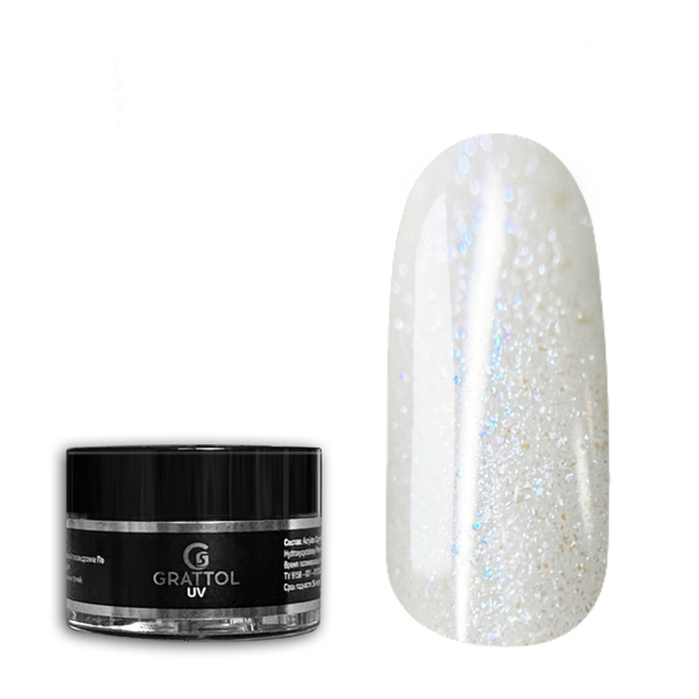 Grattol Camouflage Gel White Glow 04 - Гель молочный с шиммером, 15 мл