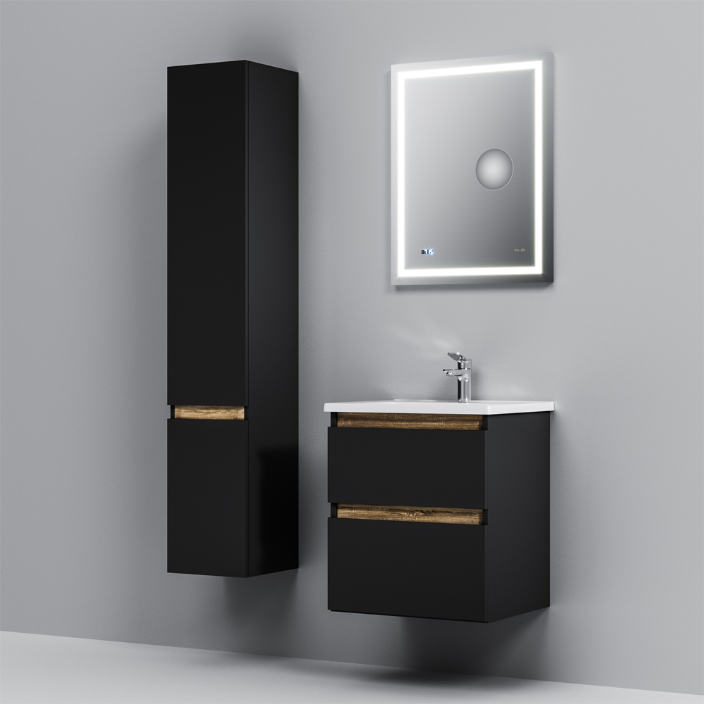 M85AFHX0552BM X-Joy, База под раковину, подвесная, 55 см, 2 ящика, черный матовый