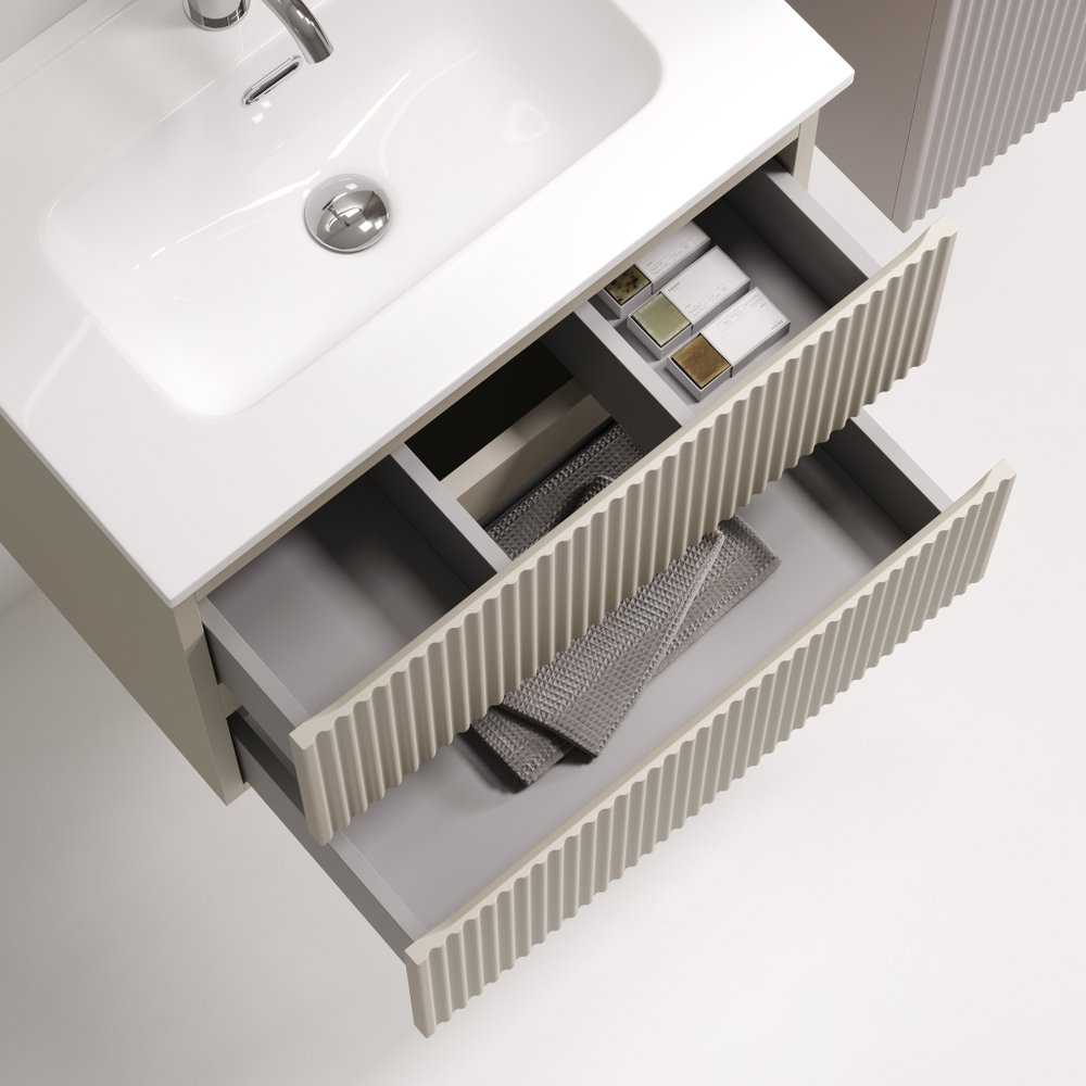 Тумба подвесная SANCOS Snob R 590х390х500, c двумя ящиками оснащенными доводчиками, Beige Soft , арт.SNR60/39CE