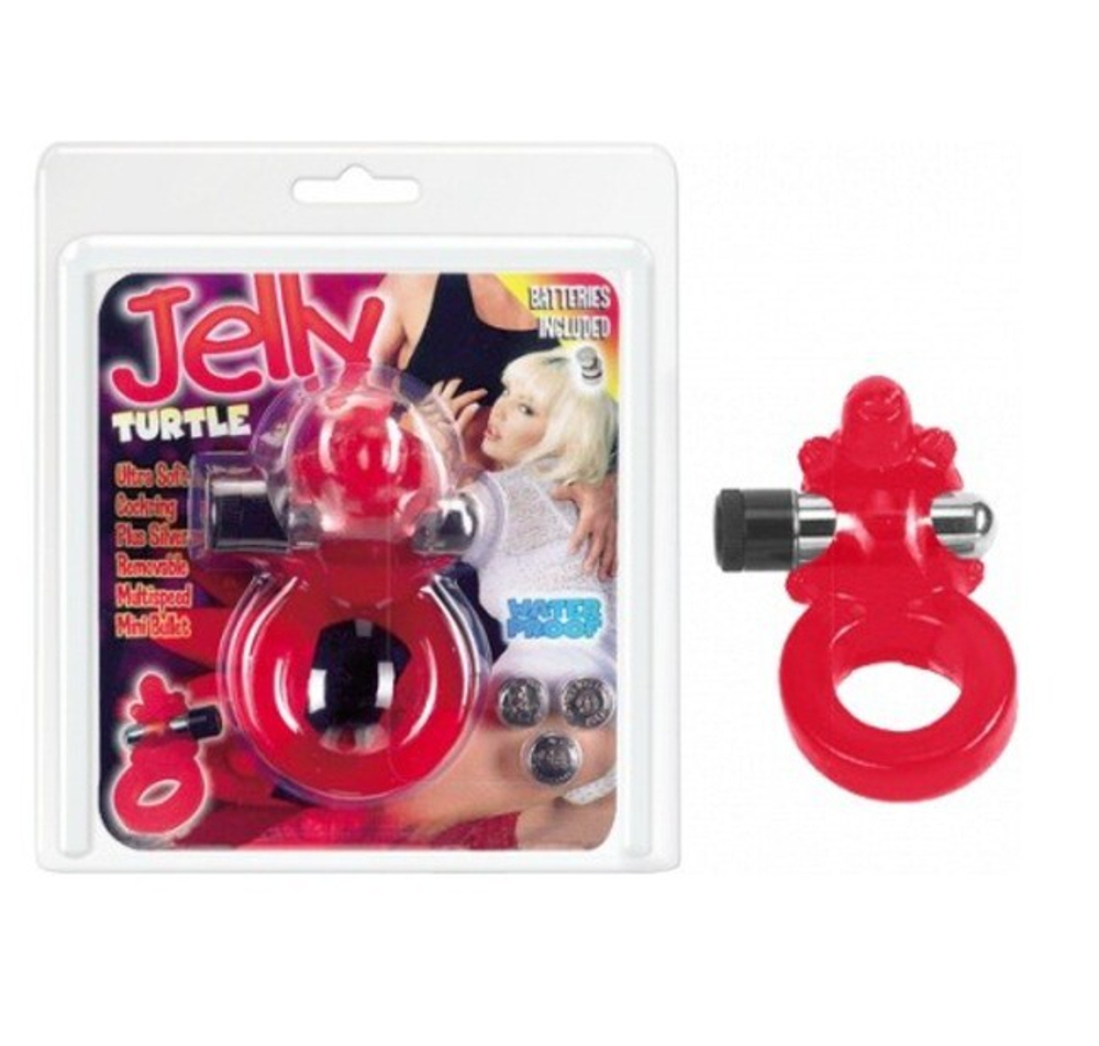 Кольцо на пенис со стимулятором клитора Jelly Turtle Cockring (красный) (Цвет: красный)