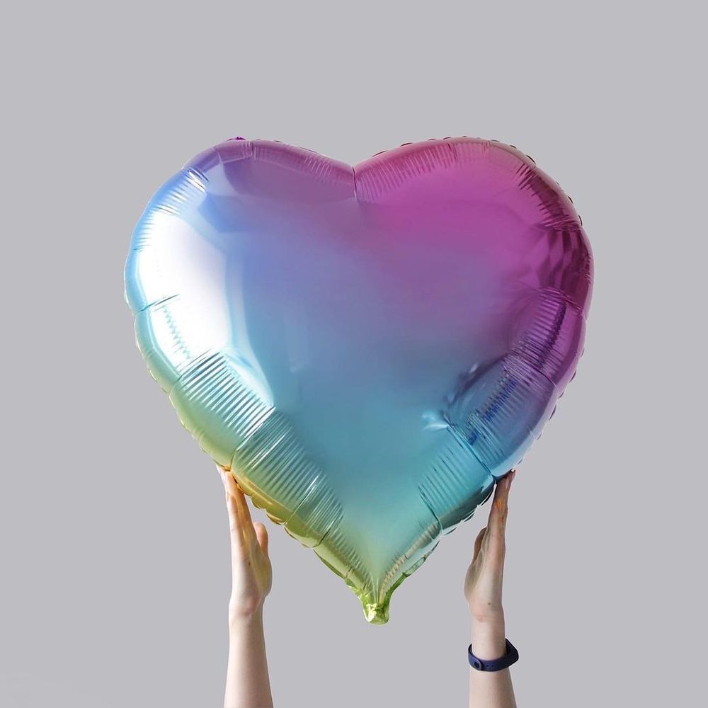 F Шар  сердце 32'' / 82 см Нежная радуга Градиент  (БГ-70)  Изображение2