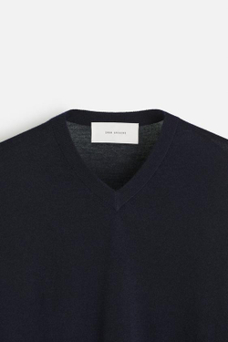 ZARA СВИТЕР ИЗ ЛЕГКОЙ ШЕРСТИ И КАШЕМИРА С V-ОБРАЗНЫМ ВЫРЕЗОМ, МОРСКОЙ СИНИЙ