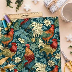 Ткань премиум таффета сказочные петухи