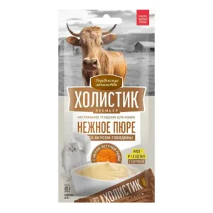 Деревенские лакомства Холистик Премьер для кошек Нежное пюре с говядиной и икрой летучей рыбы